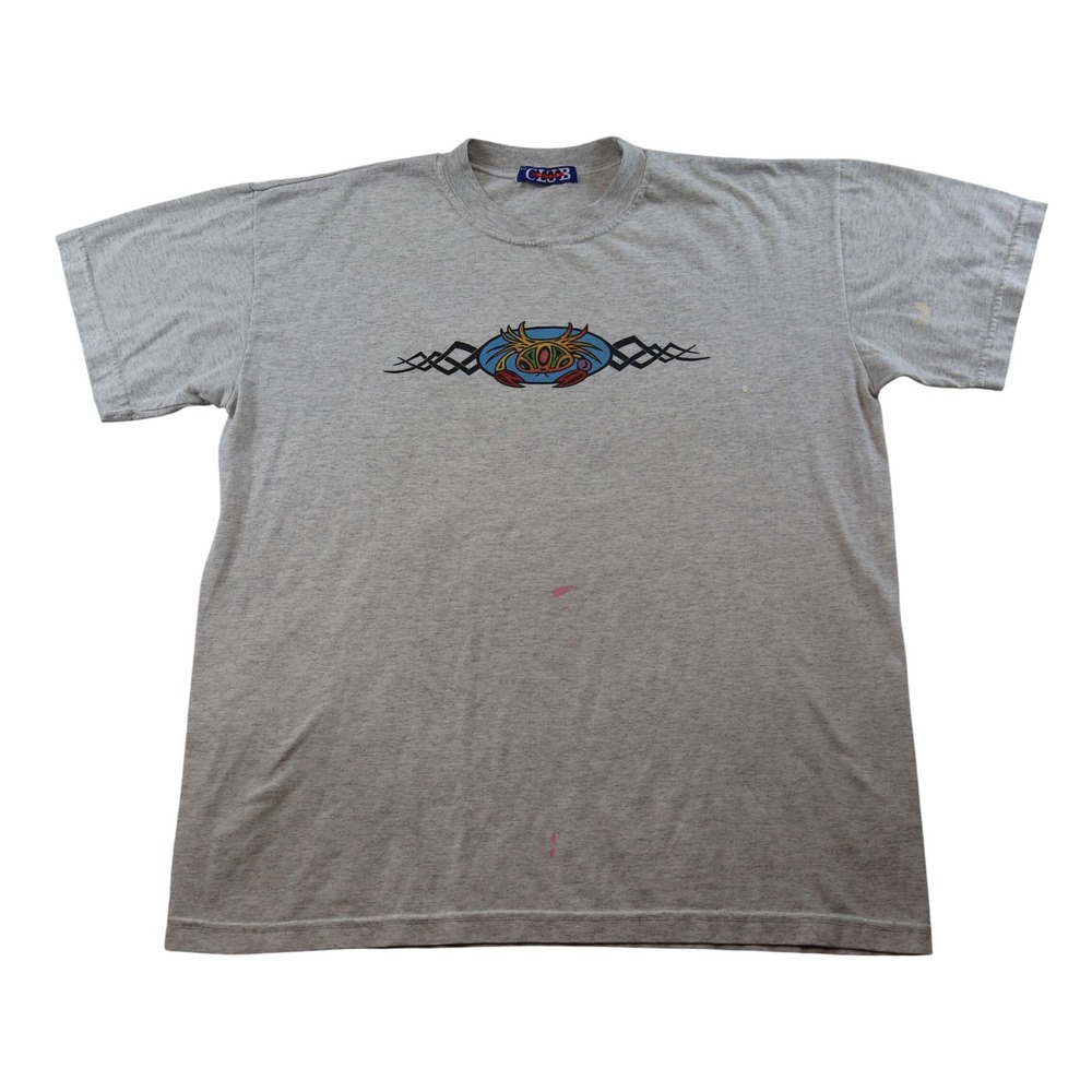 Club Mens SM T-Shirt Gray Tribal Crab Graphic Vintage Y2K Streetwear Tee
